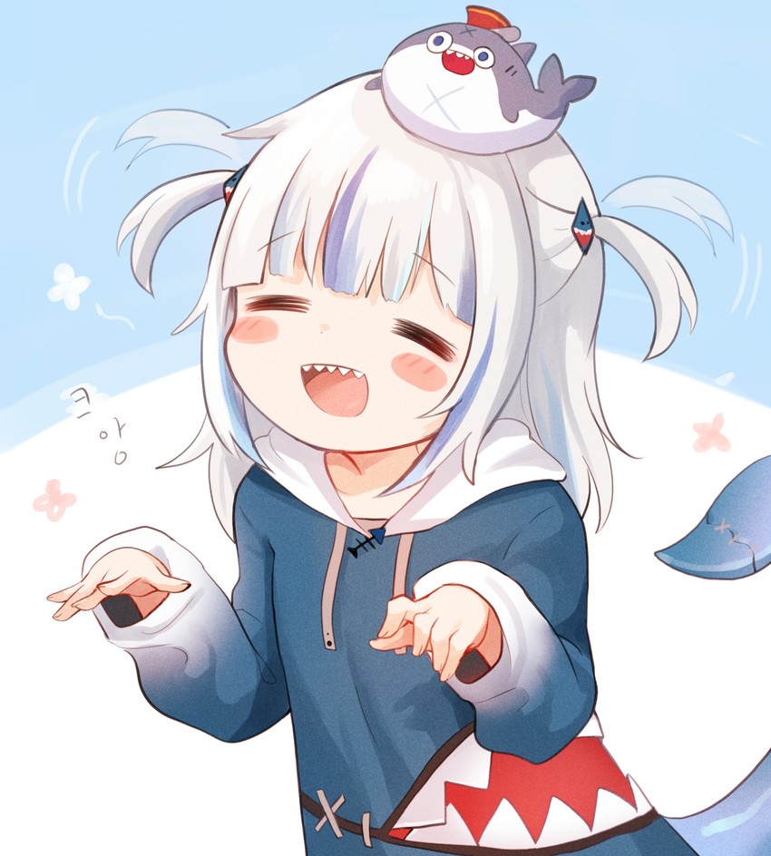 gawr gura and bloop (hololive and 1 more) drawn by honyang