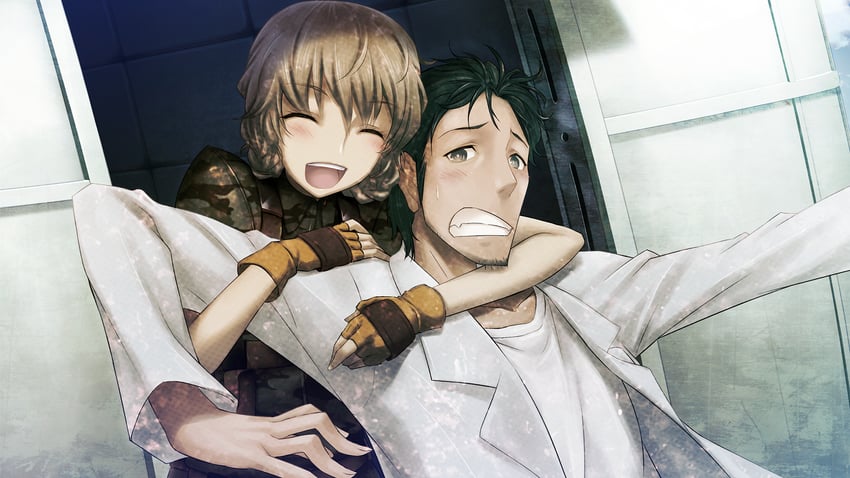 okabe rintarou and amane suzuha (steins;gate and 1 more) drawn by huke