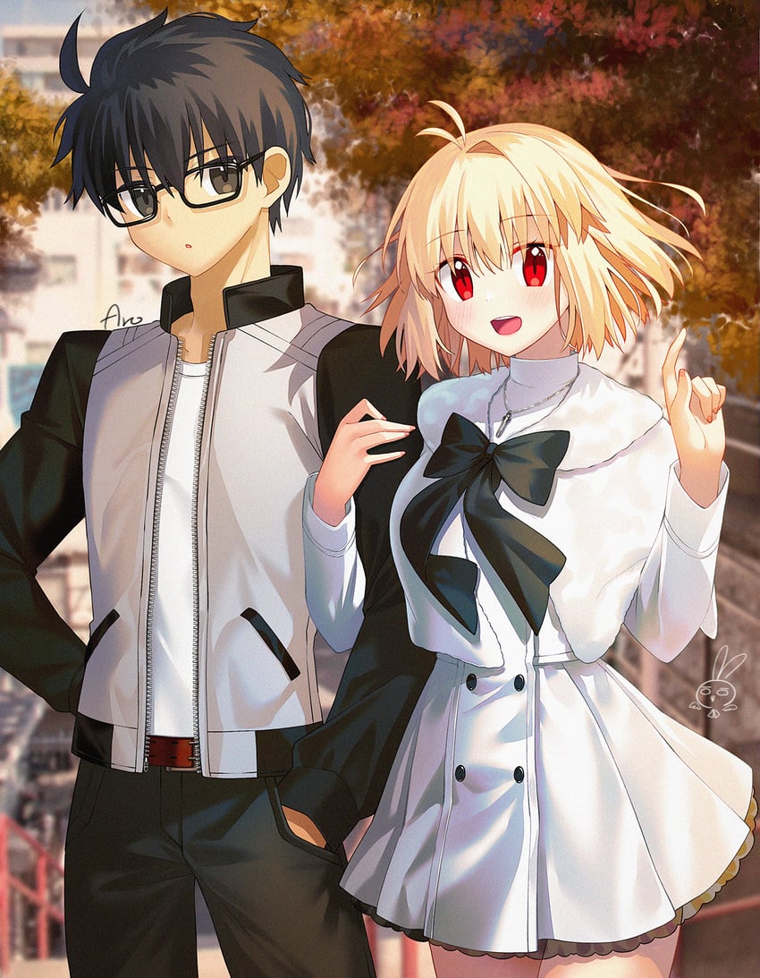 arcueid brunestud and tohno shiki (tsukihime) drawn by aro_1801