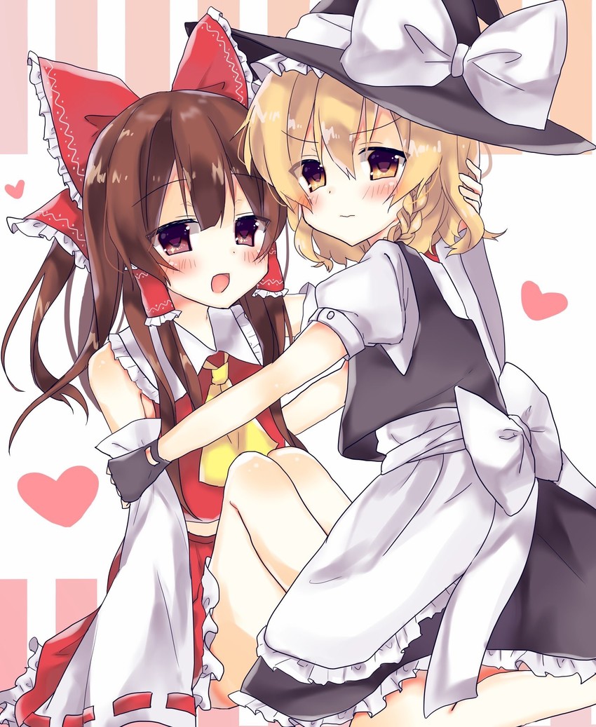 hakurei reimu and kirisame marisa (touhou) drawn by yorurumo