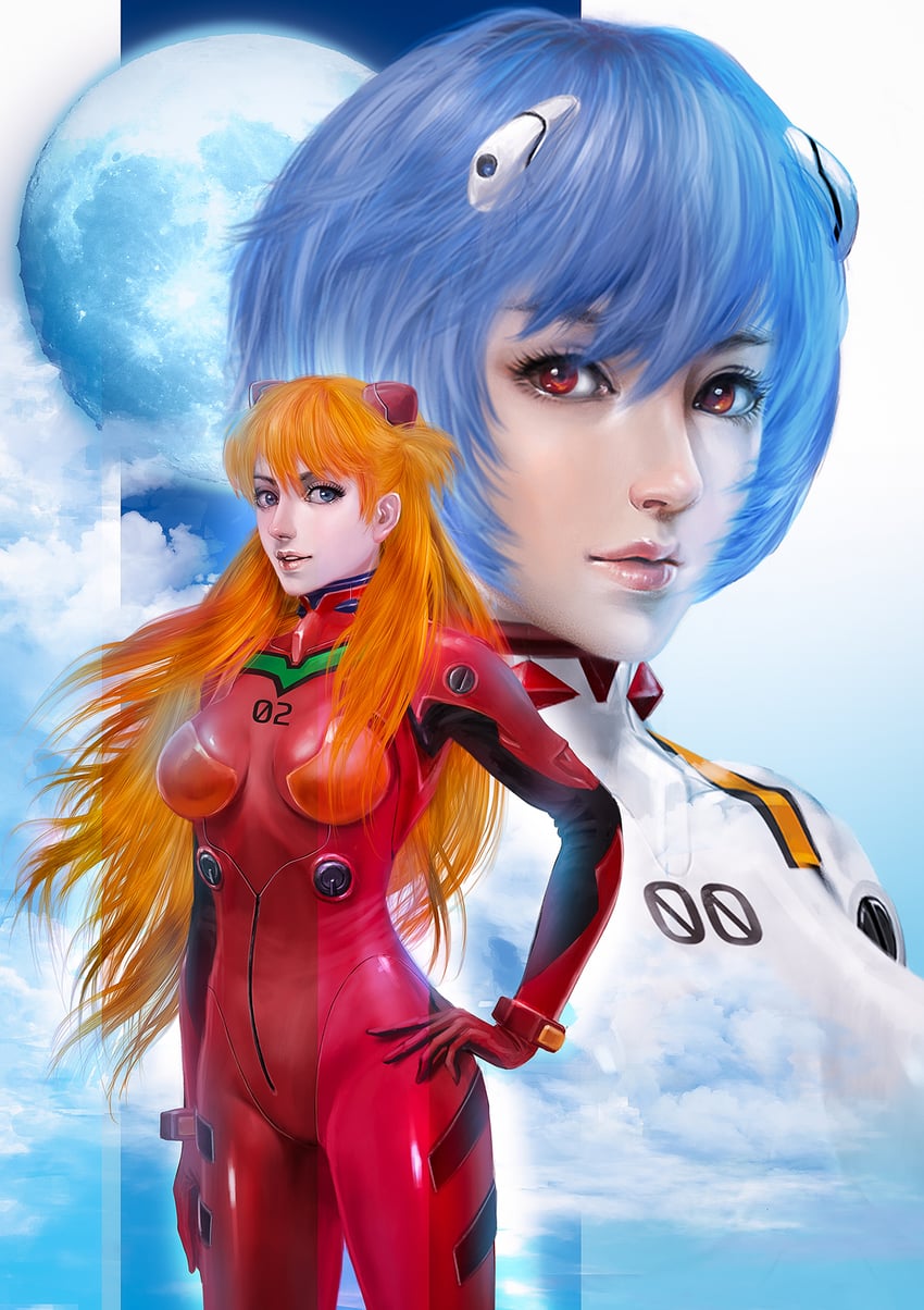 souryuu asuka langley and ayanami rei (neon genesis evangelion) drawn by sengoku_gallery