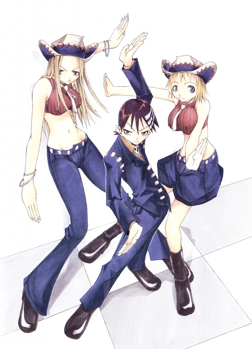 death the kid, patricia thompson, and elizabeth thompson (soul eater) drawn by ohkubo_atsushi