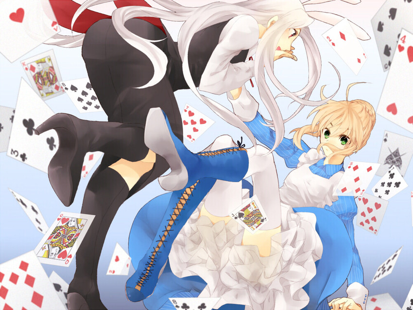 artoria pendragon, saber, and irisviel von einzbern (fate and 2 more) drawn by asagi-so