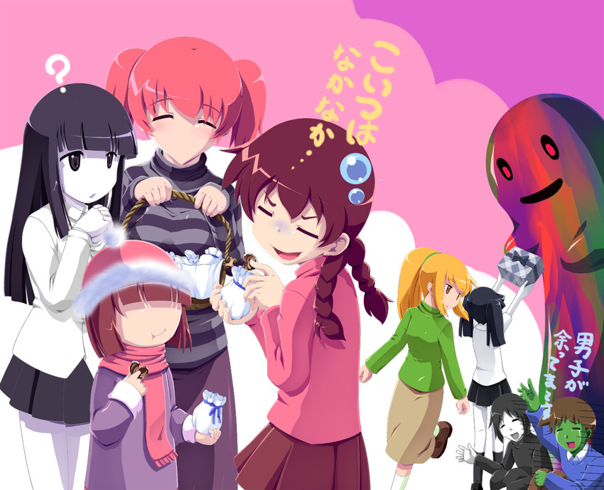 madotsuki, poniko, monoko, monoe, sekomumasada sensei, and 4 more (yume nikki) drawn by rapama
