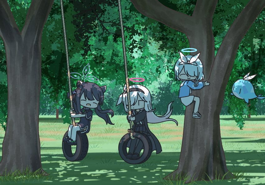 arona, plana, and shun (blue archive) drawn by yukko_(hcryh955)
