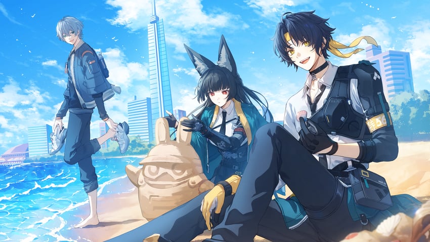 hoshimi miyabi, wise, and asaba harumasa (zenless zone zero) drawn by aoiro_oto