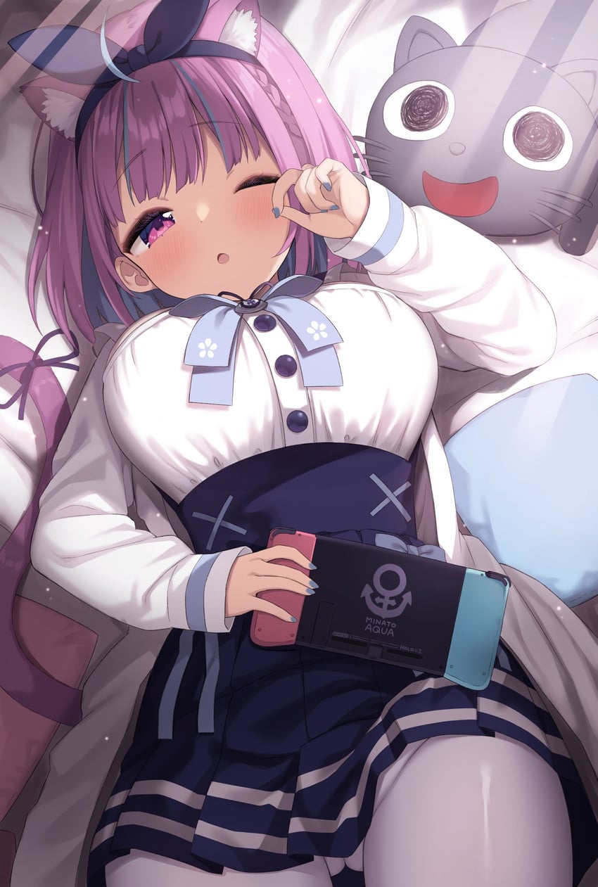 minato aqua and neko (hololive) drawn by muku_(muku-coffee)
