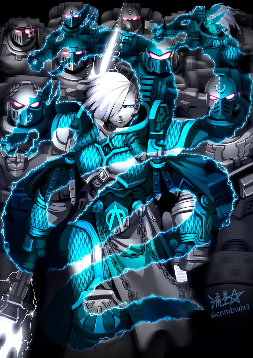 adeptus astartes, alpharius omegon, alpharius, and omegon (warhammer 40k) drawn by ryuusei_(mark_ii)
