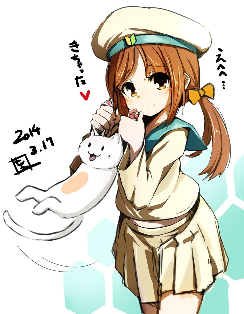 error musume and girl holding a cat (kantai collection) drawn by momo_(higanbana_and_girl)