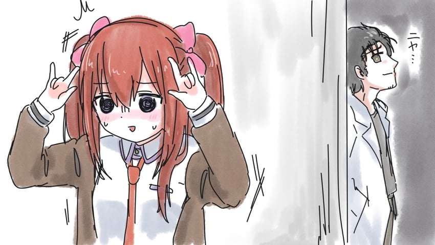 makise kurisu and okabe rintarou (steins;gate) drawn by kanzaki_nyo