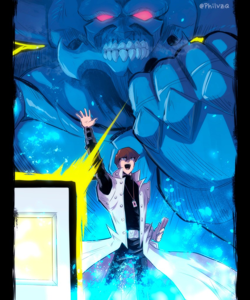 kaiba seto and obelisk the tormentor (yu-gi-oh! and 1 more) drawn by phil_vzq