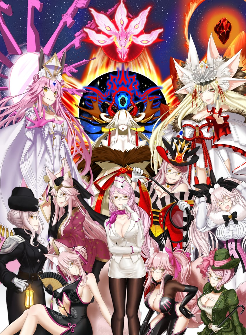 tamamo and koyanskaya (fate and 1 more) drawn by thirukin