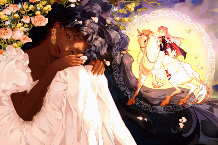 tenjou utena and himemiya anthy (shoujo kakumei utena) drawn by elohay