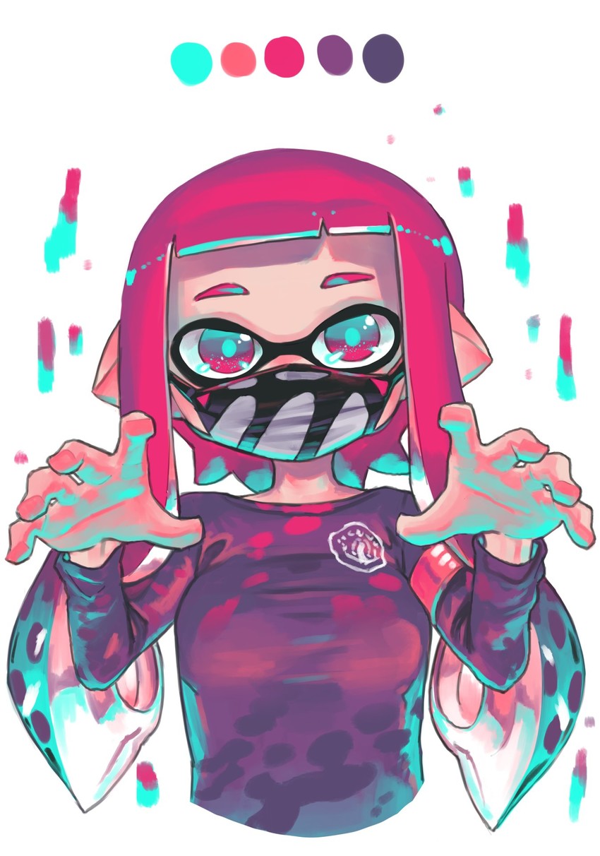 inkling player character and inkling girl (splatoon and 1 more) drawn by kashu_(hizake)