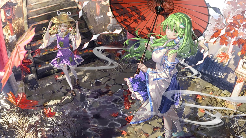 kochiya sanae and moriya suwako (touhou) drawn by al_guang