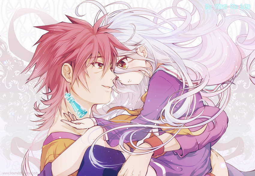shiro and sora (no game no life) drawn by kaze-hime