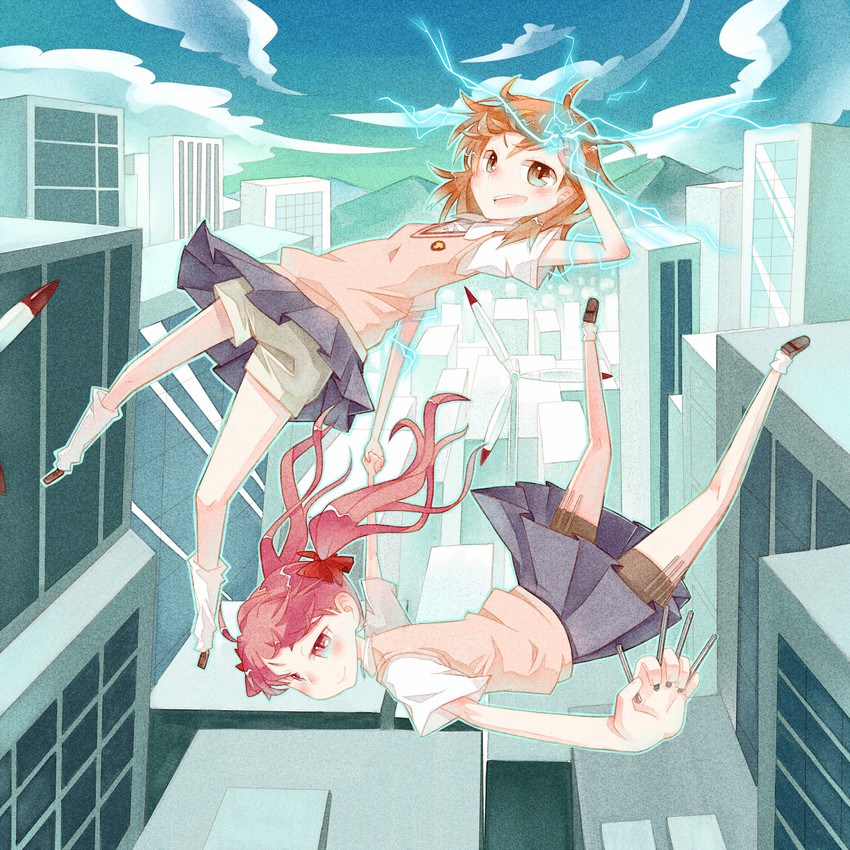 misaka mikoto and shirai kuroko (toaru majutsu no index and 1 more) drawn by luo.