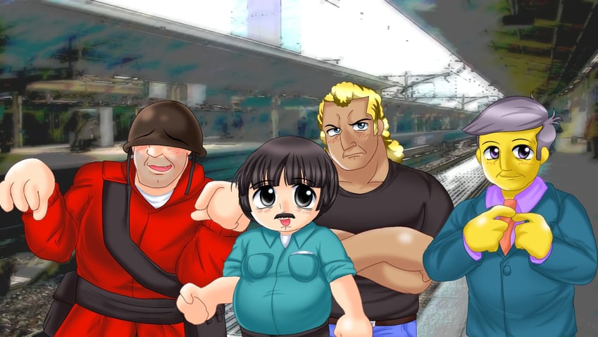 soldier, red soldier, seymour skinner, randy marsh, and brock samson (higurashi no naku koro ni and 4 more) drawn by soldierburger