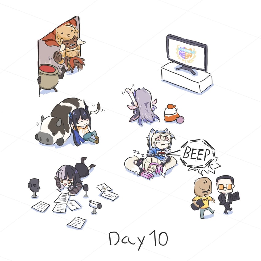 shiori novella, nerissa ravencroft, fuwawa abyssgard, mococo abyssgard, koseki bijou, and 6 more (pokemon and 6 more) drawn by ta_wam