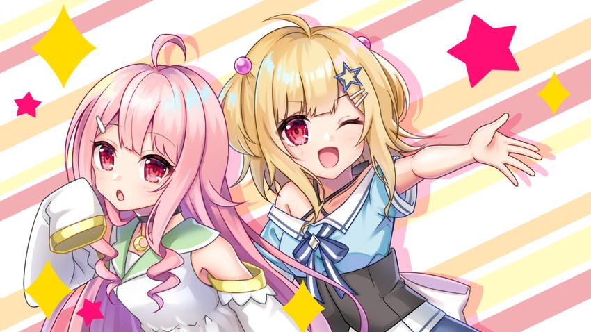 kotone rina and kotone runa (runarina channel) drawn by ichiya_(18ichi_ya)