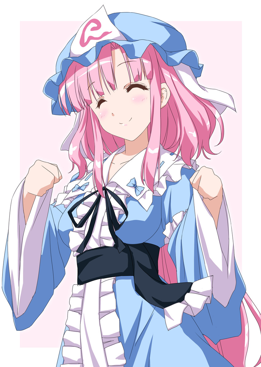 saigyouji yuyuko, sakura megumi, and kayano ai (touhou and 1 more) drawn by nori_tamago