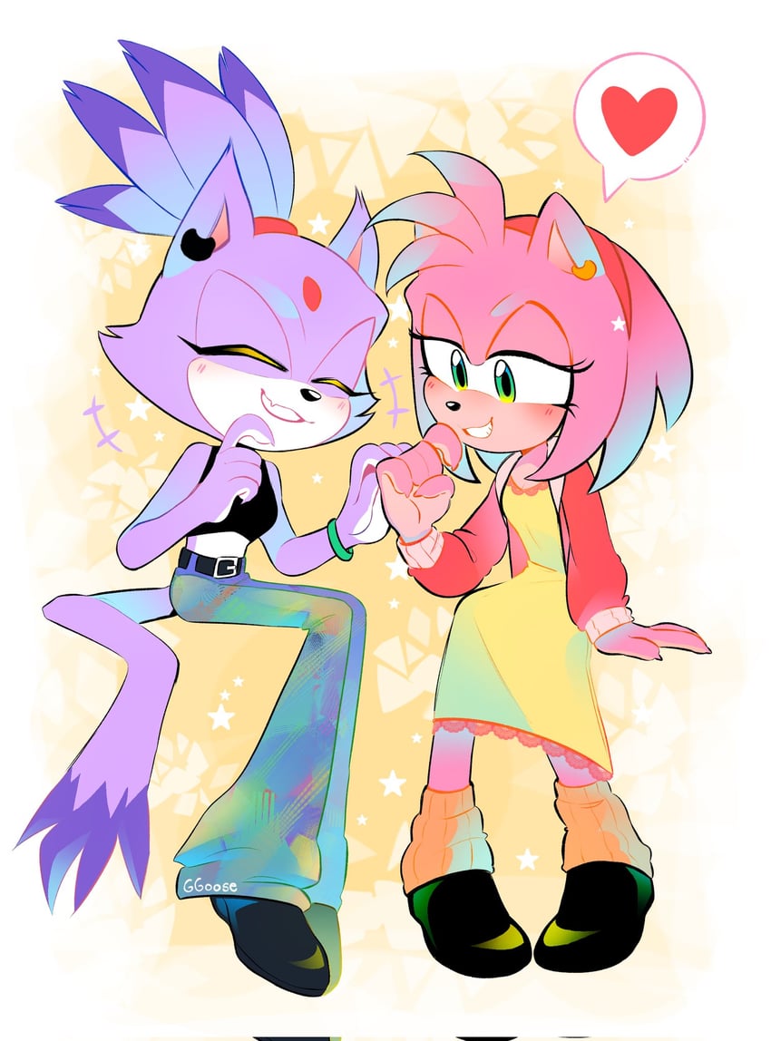 amy rose and blaze the cat (sonic) drawn by ggoose_sonadow
