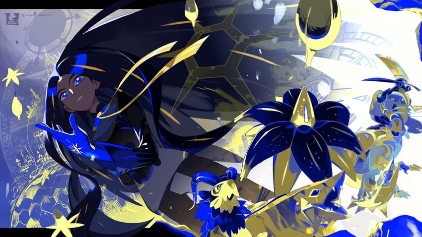 geeta, glimmora, gogoat, kingambit, espathra, and 2 more (pokemon and 1 more) drawn by e_volution