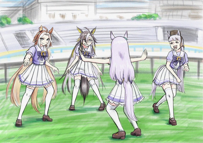 mejiro mcqueen, gold ship, orfevre, and dream journey (umamusume) drawn by fuma_(dekasegi)