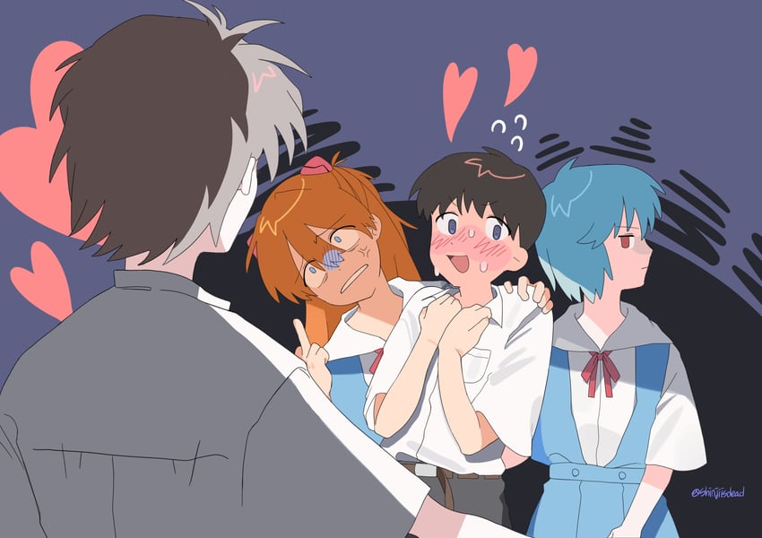 souryuu asuka langley, ayanami rei, ikari shinji, and nagisa kaworu (neon genesis evangelion) drawn by shinjiisdead