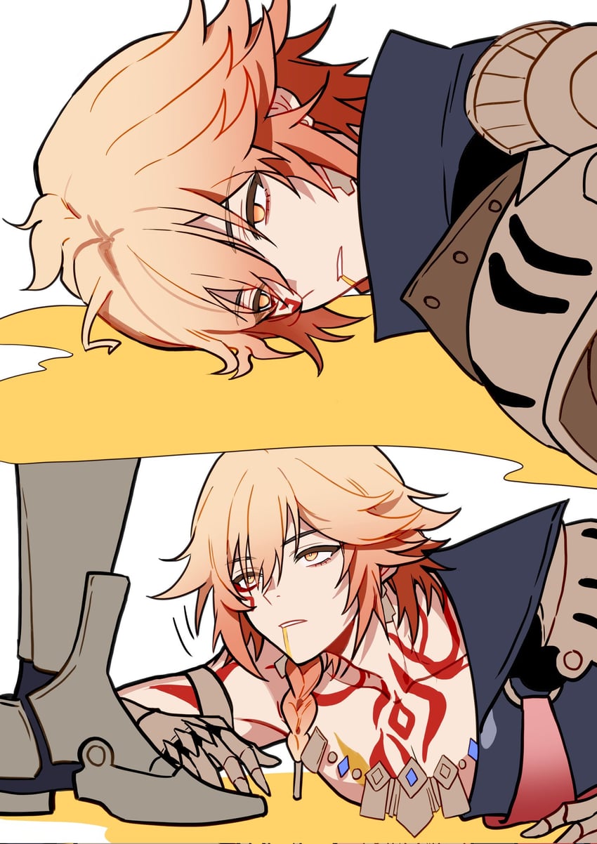 mydei and flame reaver of the deepest dark (honkai and 1 more) drawn by yuelinpanp98413
