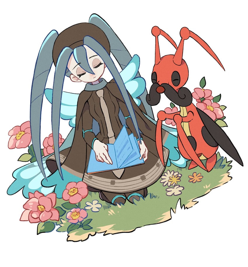 hatsune miku, bug miku, and kricketune (pokemon and 2 more) drawn by oe_(yamifuti)