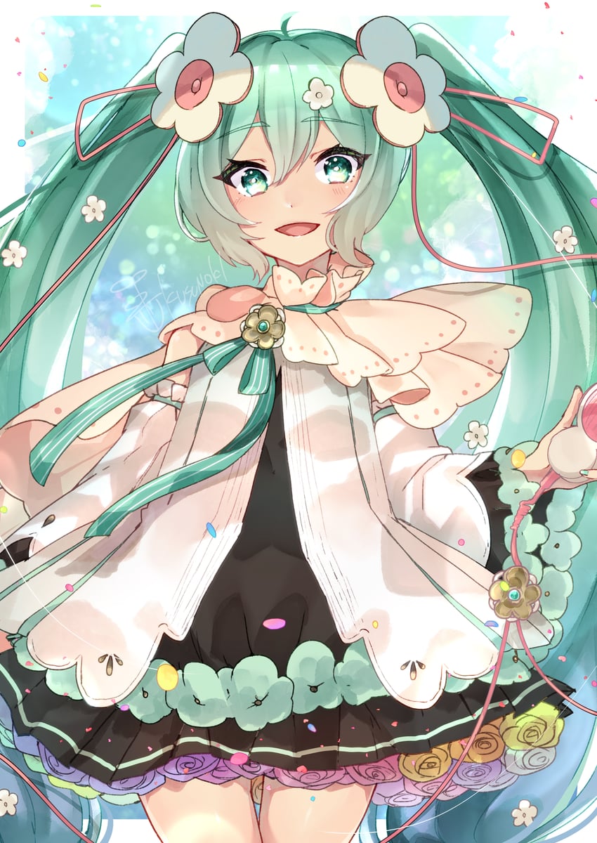 hatsune miku and magical mirai miku (vocaloid and 1 more) drawn by kusunokimizuha