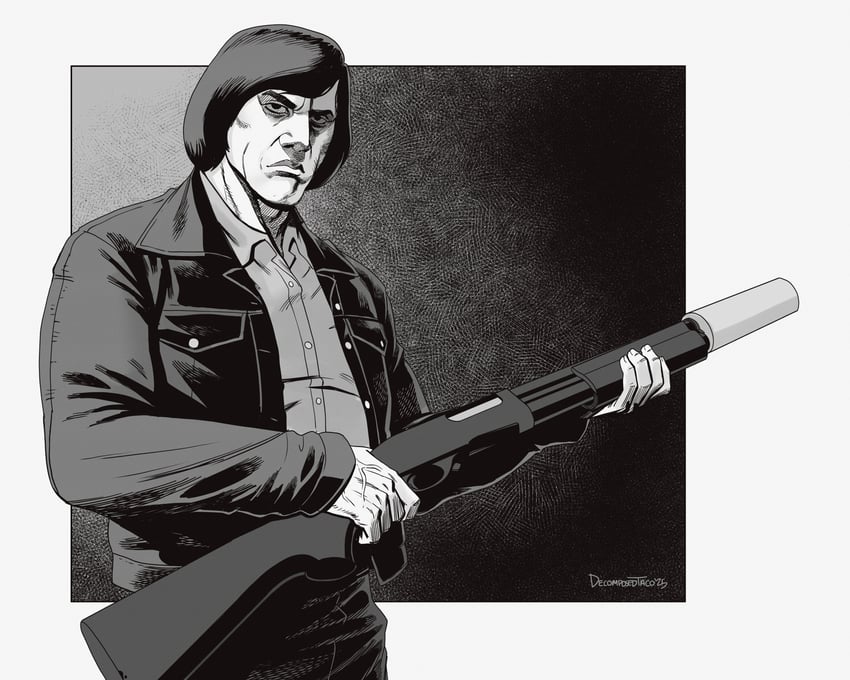 anton chigurh (no country for old men) drawn by decomposedtaco