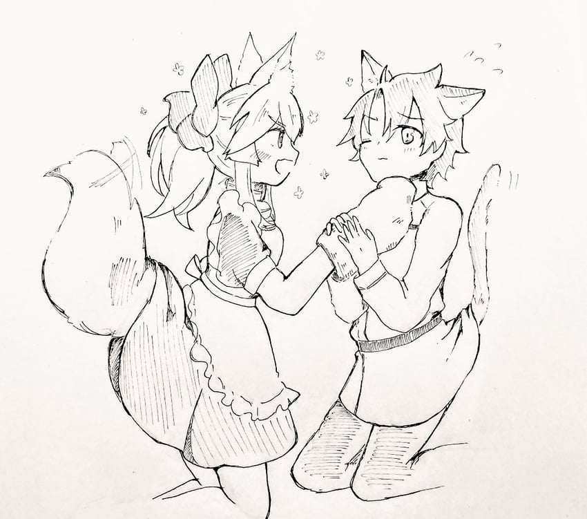 fujimaru ritsuka, tamamo, and tamamo cat (fate and 1 more) drawn by dango1and