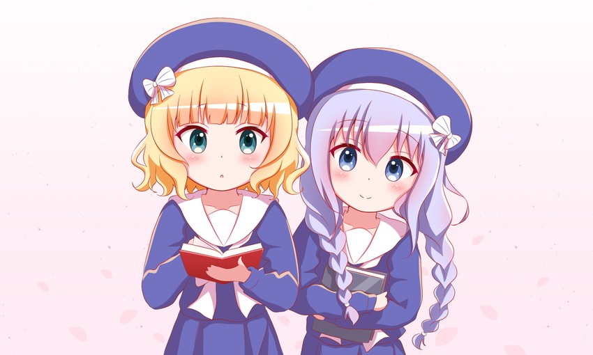 kafuu chino and kirima syaro (gochuumon wa usagi desu ka?) drawn by goth_risuto