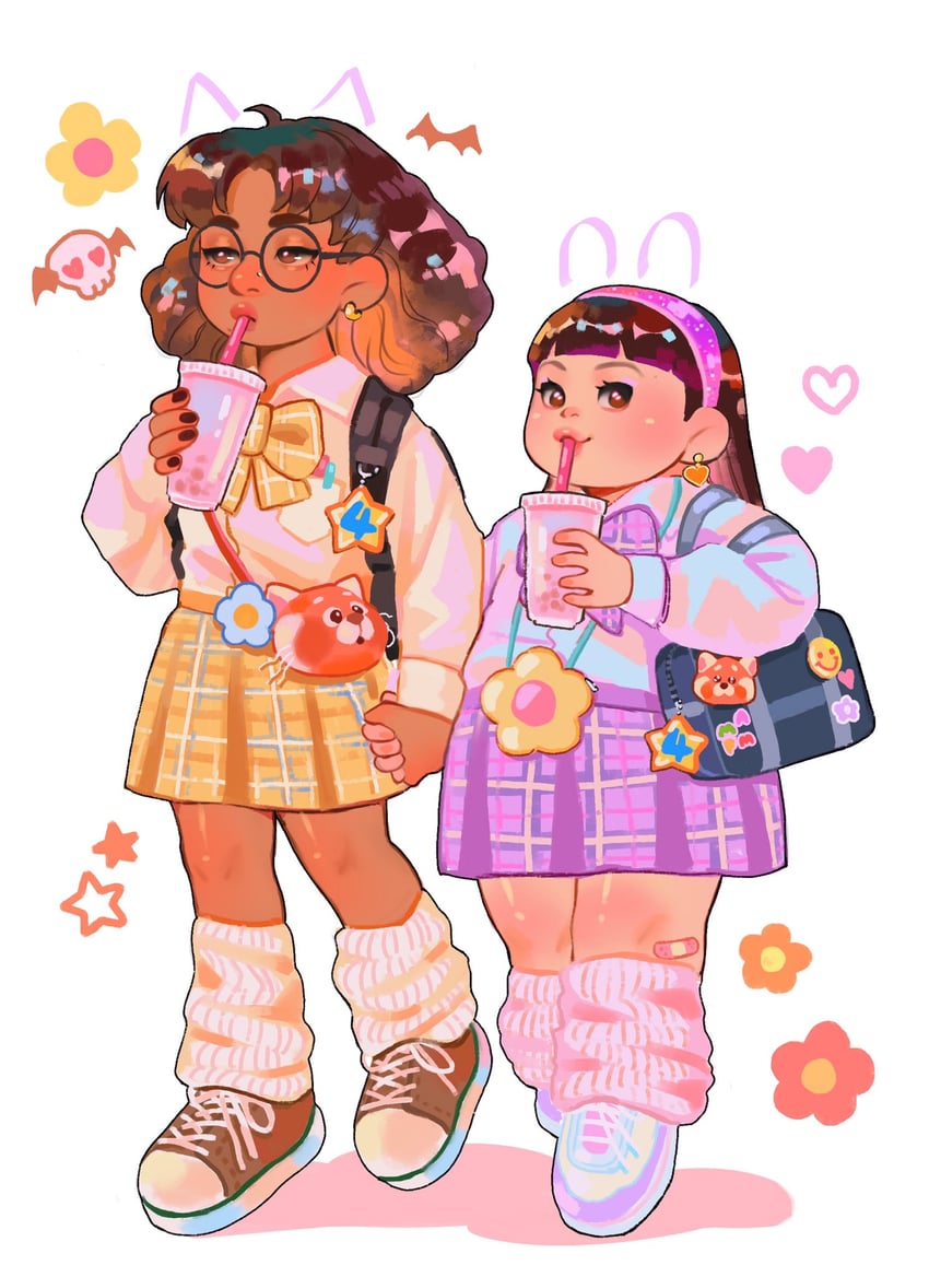 abby, priya, and meilin lee (turning red) drawn by pupe_(sennbee1027)