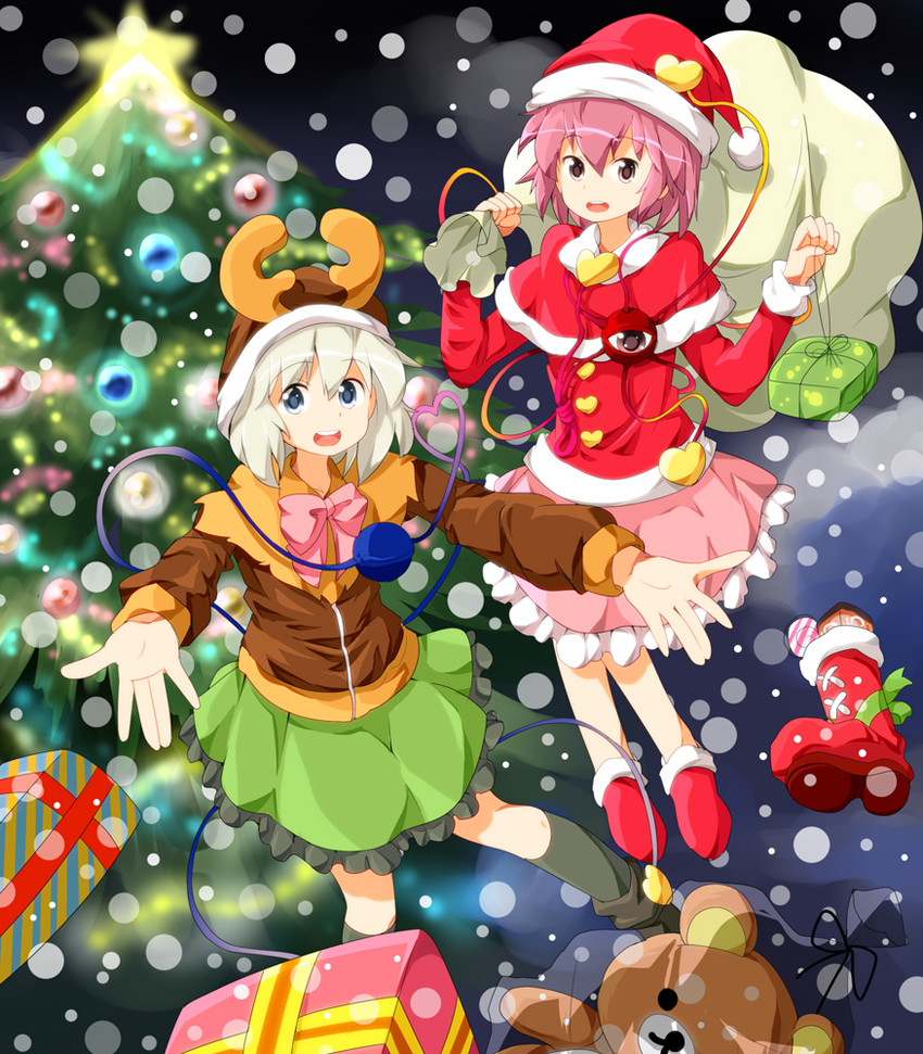 komeiji koishi, komeiji satori, and rilakkuma (touhou and 1 more) drawn by ruu_(tksymkw)