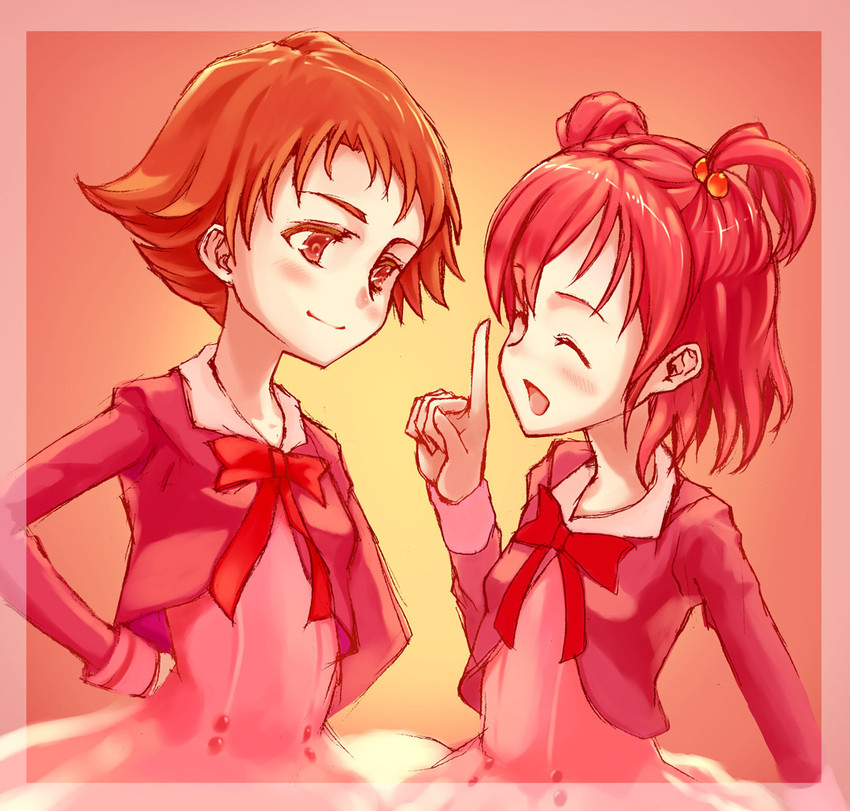 yumehara nozomi and natsuki rin (precure and 1 more) drawn by potepote
