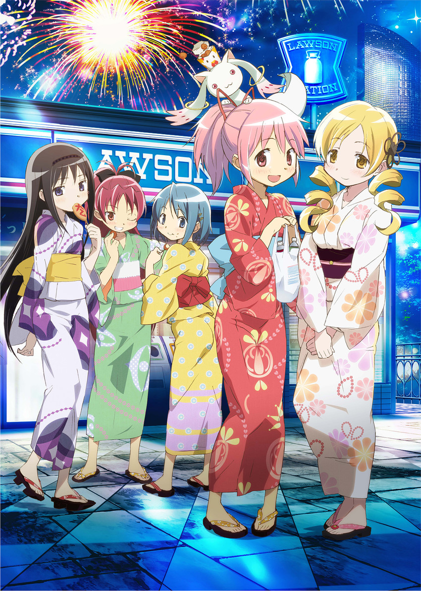 akemi homura, kaname madoka, miki sayaka, sakura kyoko, tomoe mami, and 1 more (mahou shoujo madoka magica and 1 more)