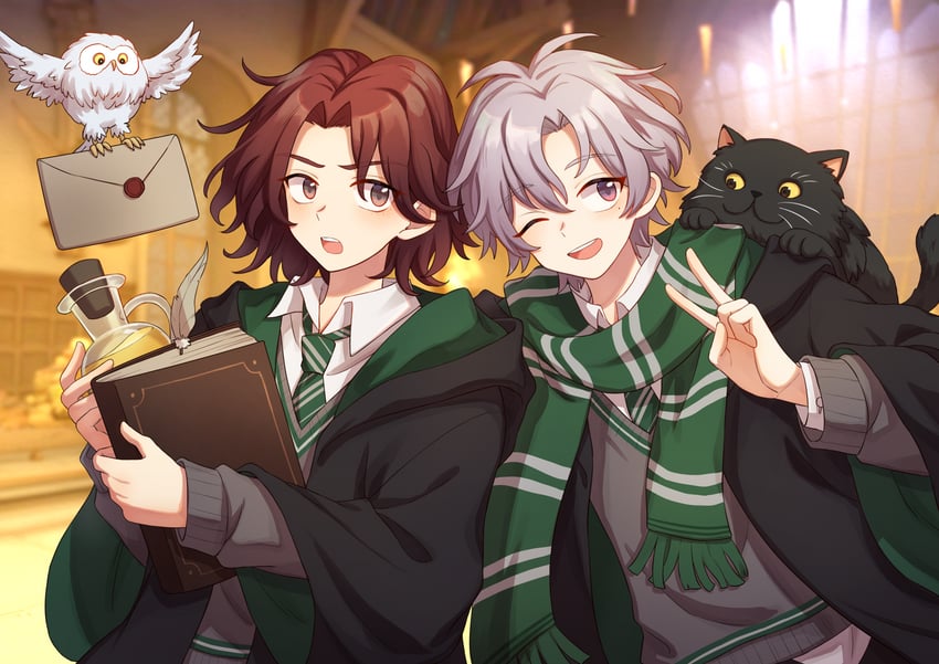 daniel page and protagonist (wizarding world and 2 more) drawn by matako