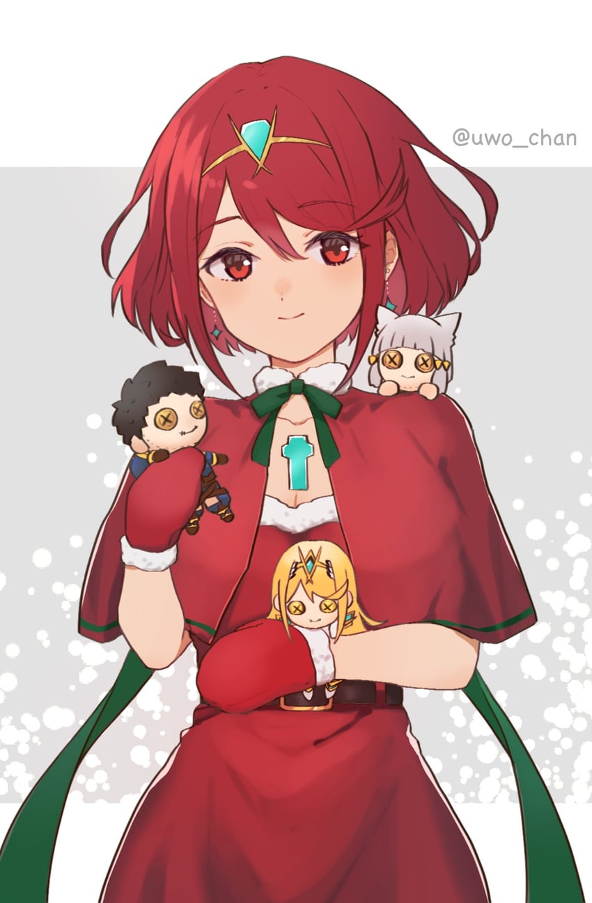pyra, mythra, nia, and rex (xenoblade chronicles and 1 more) drawn by uwo_chan
