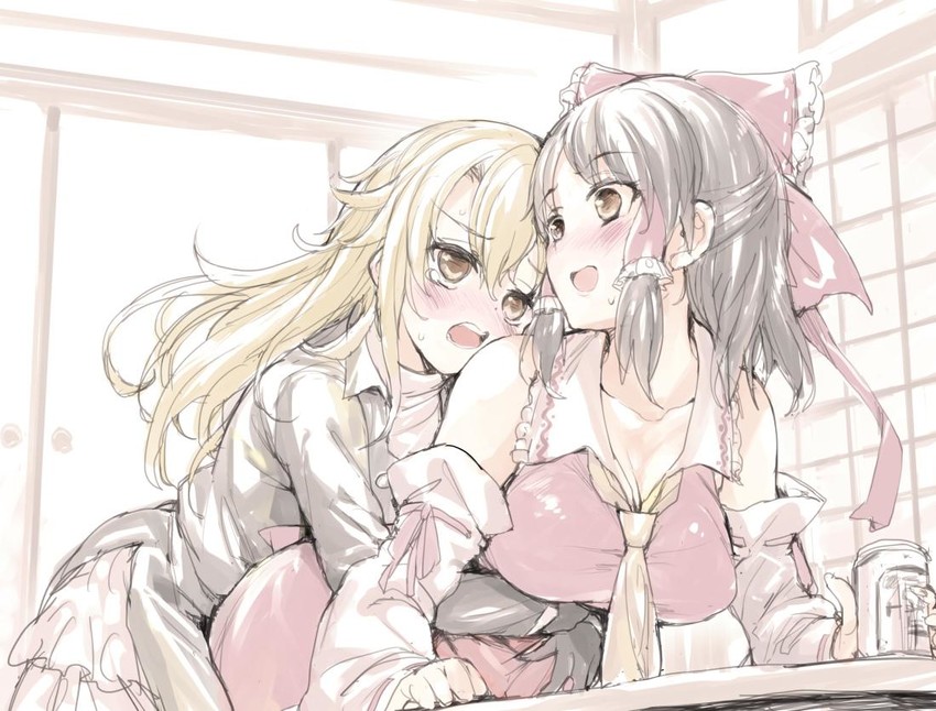 hakurei reimu, kirisame marisa, rei, and sananana (touhou and 1 more) drawn by mutsutake