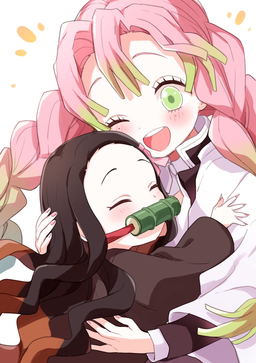 kamado nezuko and kanroji mitsuri (kimetsu no yaiba) drawn by buchi_(y0u0ri_)