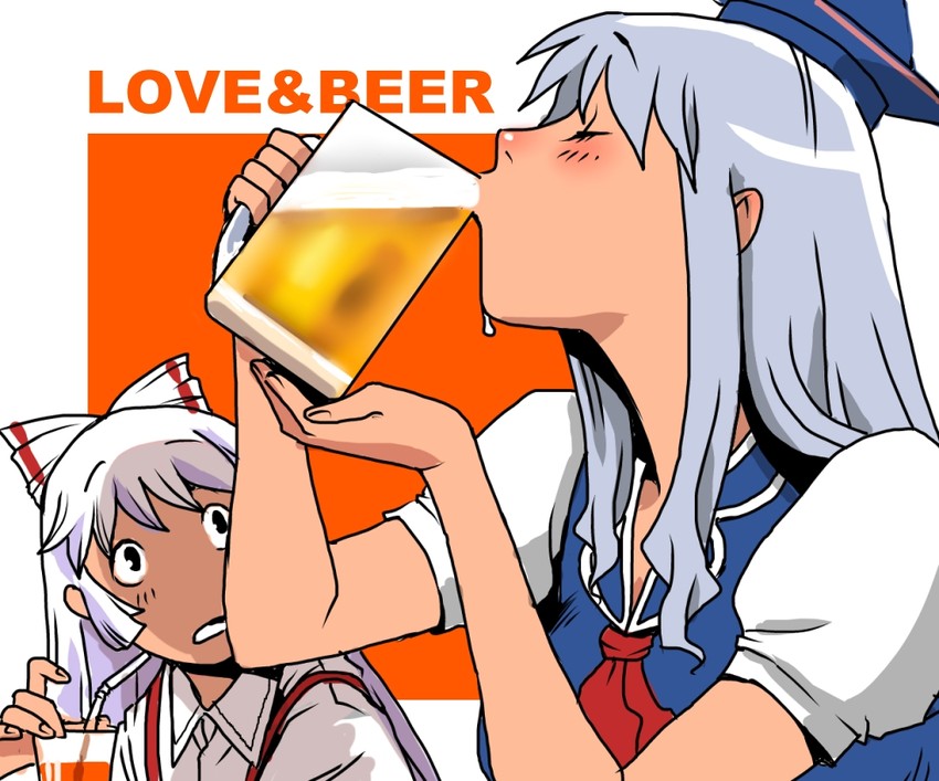 fujiwara no mokou and kamishirasawa keine (touhou) drawn by onikobe_rin