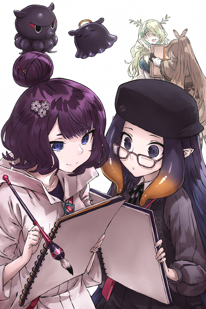 ninomae ina'nis, nanashi mumei, ceres fauna, takodachi, katsushika hokusai, and 1 more (fate and 3 more) drawn by haraya_manawari