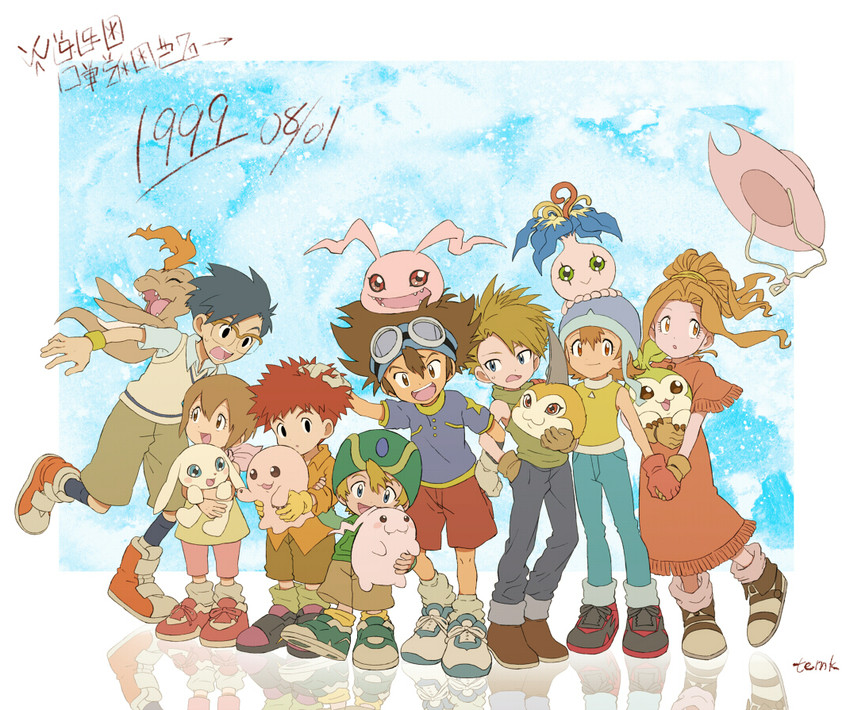 yagami hikari, yagami taichi, tachikawa mimi, takenouchi sora, takaishi takeru, and 11 more (digimon and 1 more) drawn by temk