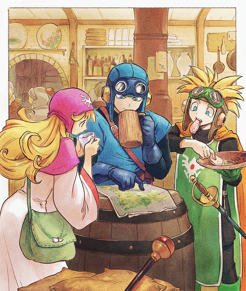 princess of moonbrook, prince of lorasia, and prince of samantoria (dragon quest and 1 more) drawn by yuza