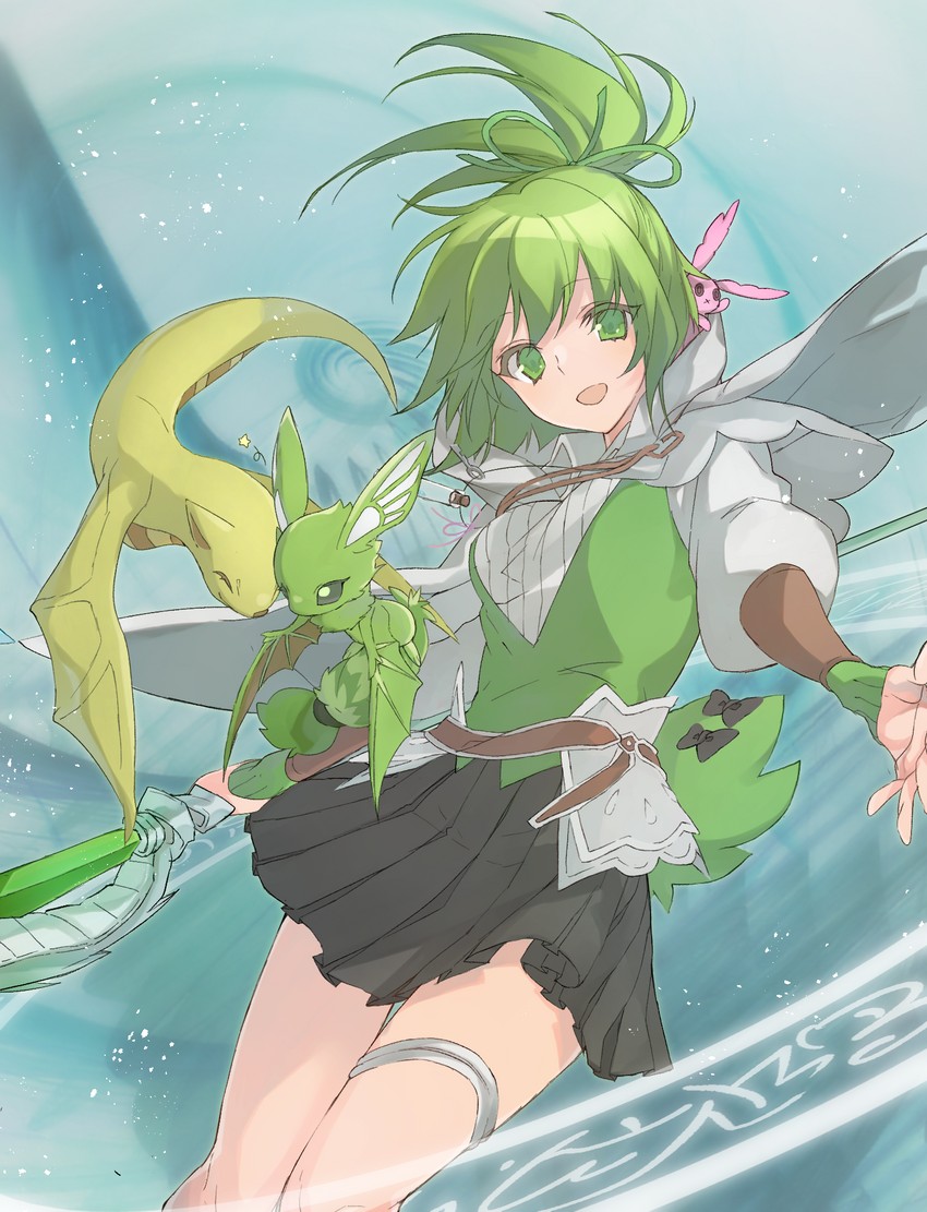 wynn, petit dragon, and wynn the wind channeler (yu-gi-oh!) drawn by tsumayouji_(dekosoko)