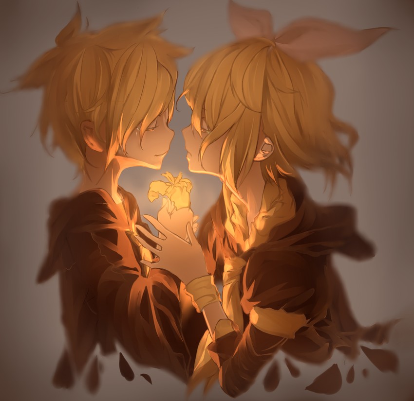kagamine rin and kagamine len (vocaloid) drawn by miki_bokaro