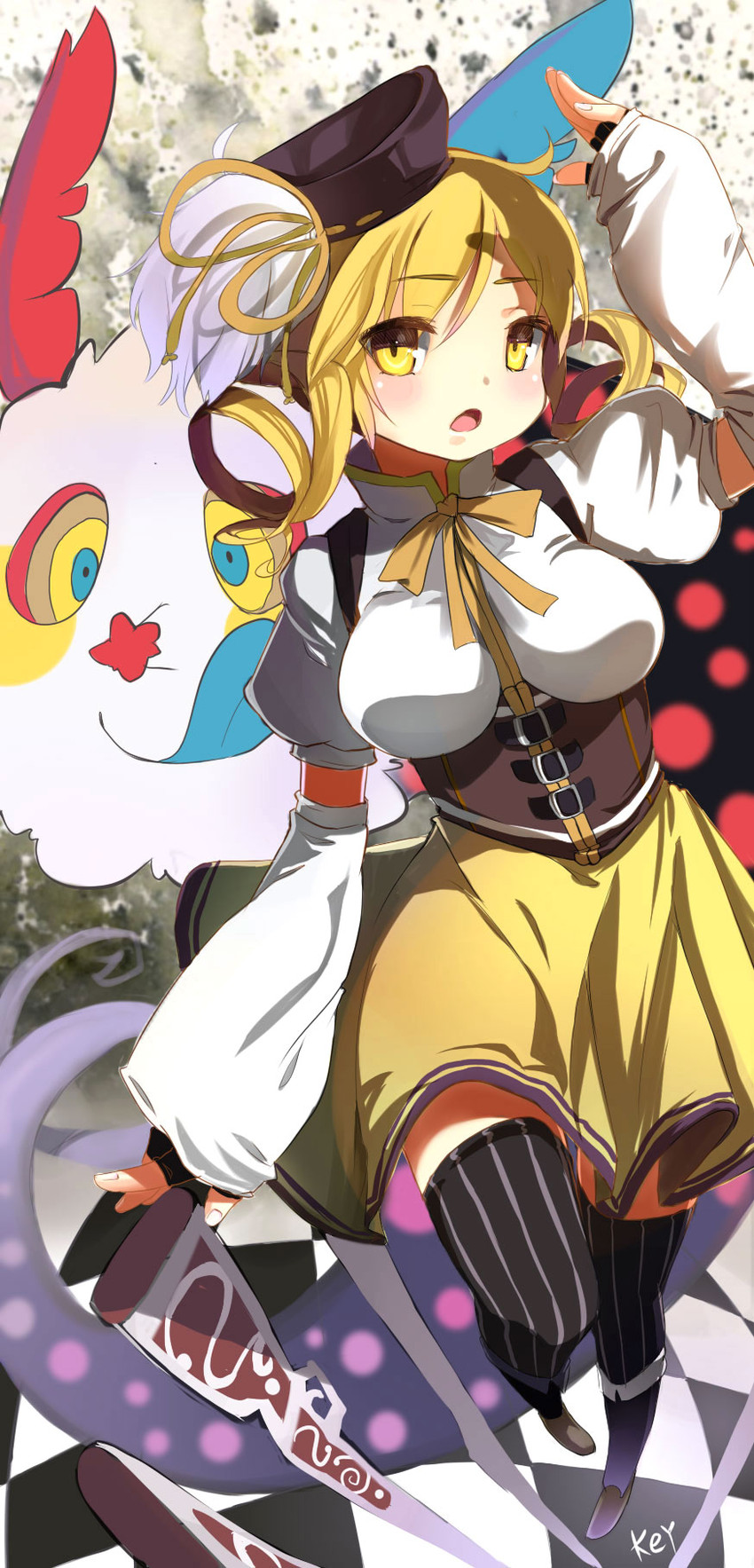 tomoe mami and charlotte (mahou shoujo madoka magica) drawn by fkey